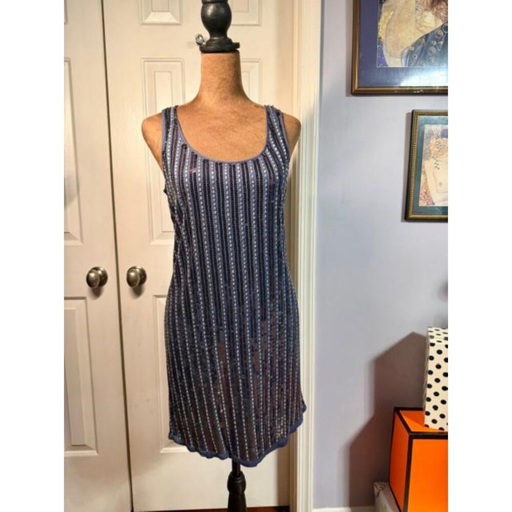 NWT Vintage Laundry by Design $350 Blue Sequin Stretch Mini Dress